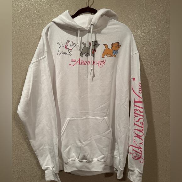NWOT Disney the Aristocats white Hoodie ft Marie, Berlioz, and Toulouse XL - Picture 1 of 4
